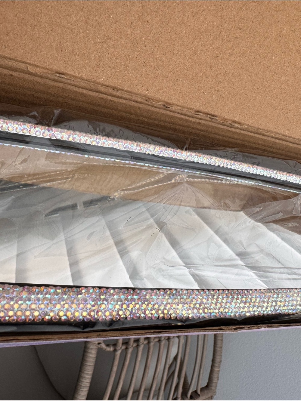 Crystal Rhinestone Trimmed Mirror